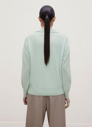 Women's Cashmere Polo Shirt in Light Green