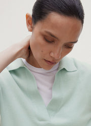 Women's Cashmere Polo Shirt in Light Green