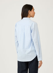 Women's Cotton Shirt in Light Blue/White