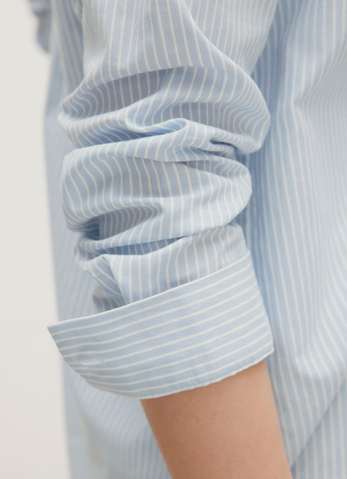 Women's Cotton Shirt in Light Blue/White