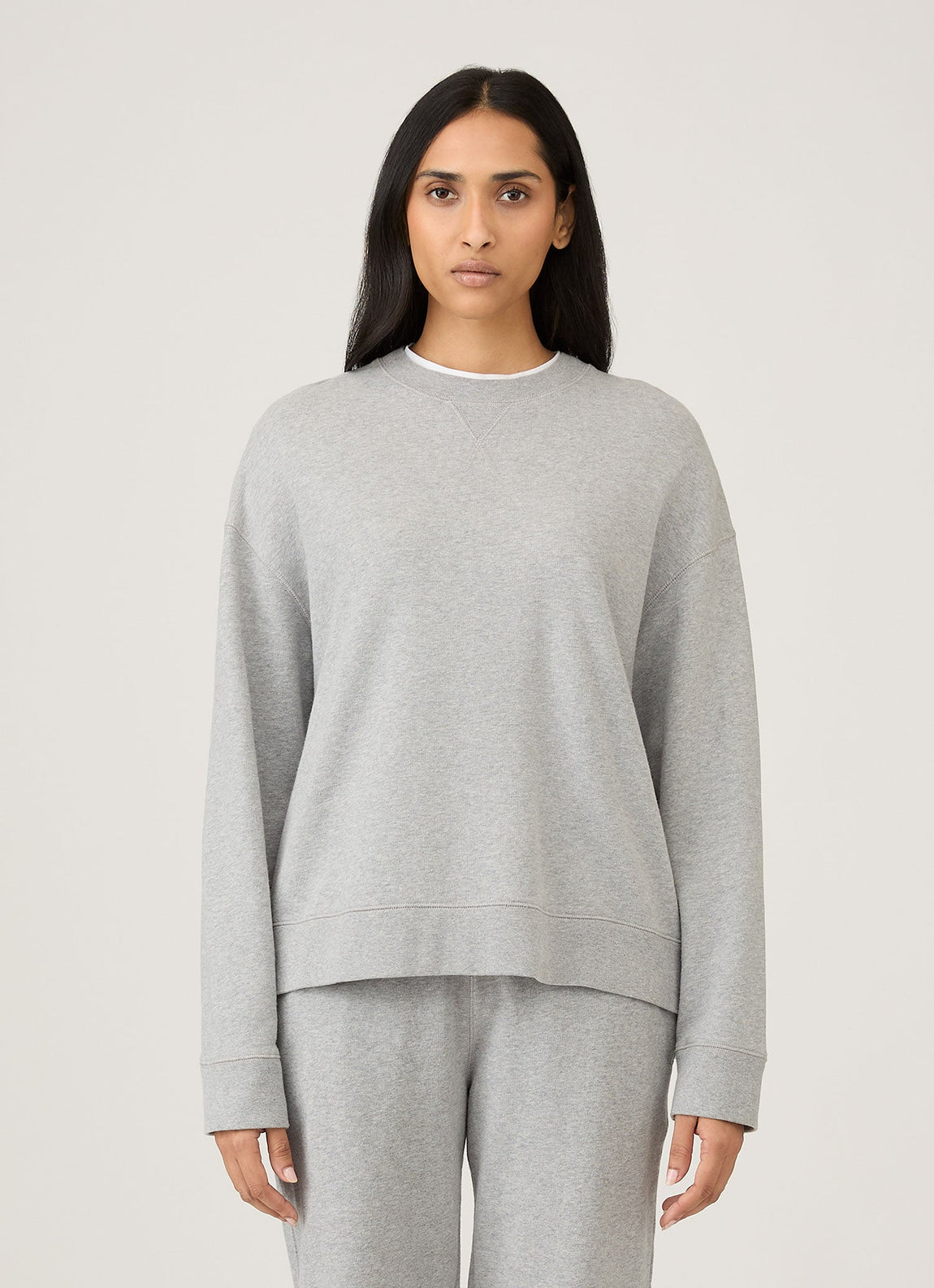 Women's Relaxed Loopback Sweatshirt in Grey Melange