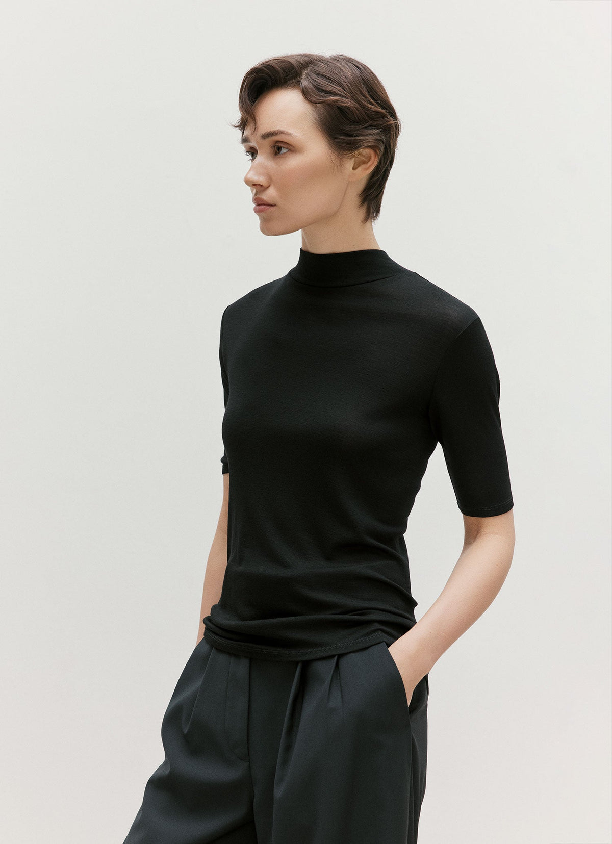 Women's Mock Neck Top in Black