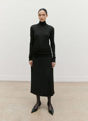 Women's Long Sleeve Funnel Neck Top in Black