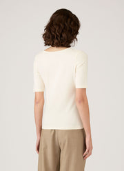 Women's Stretch Cotton Scoop Top in Ecru