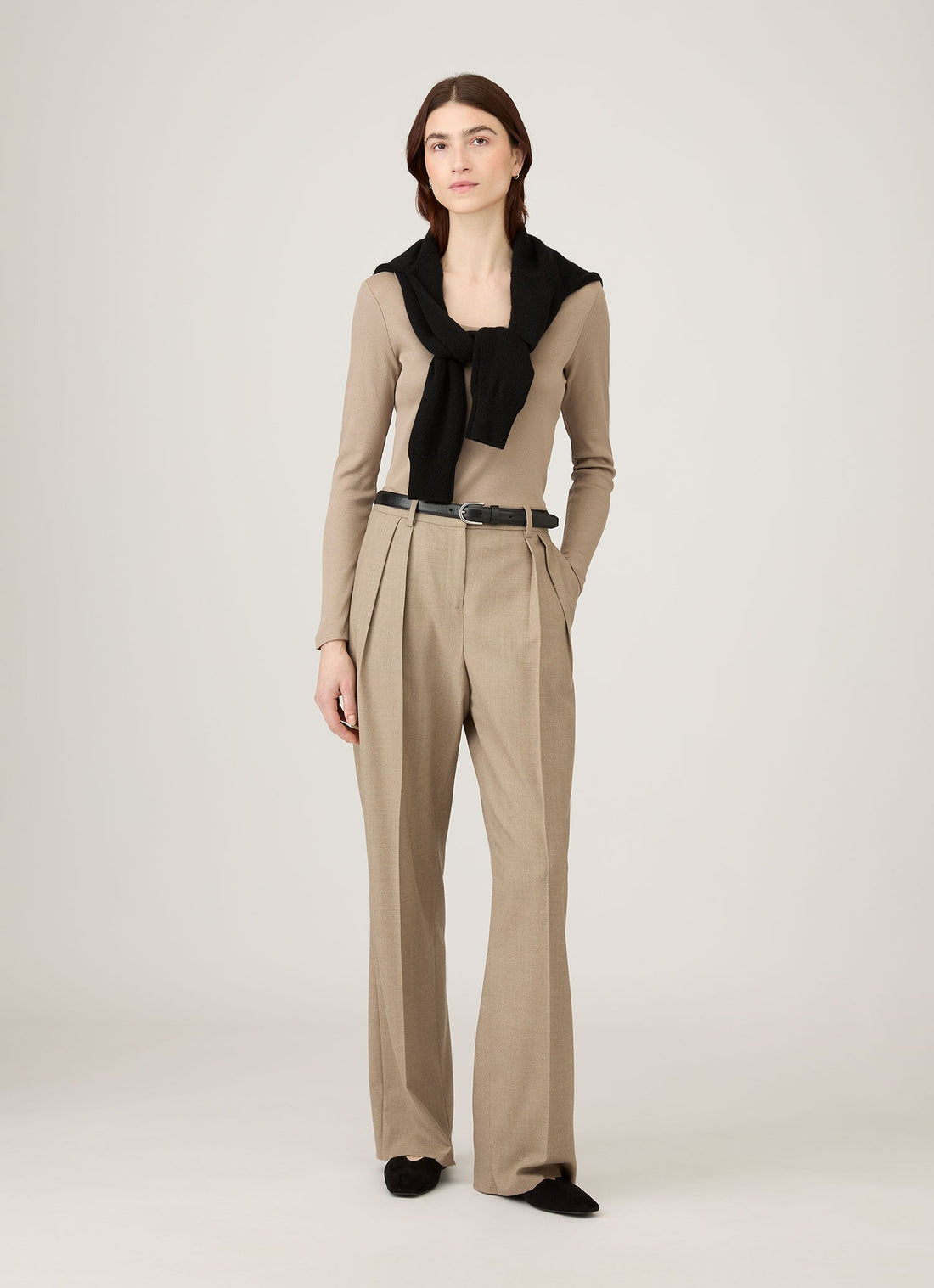 Women's Ribbed Scoop Neck T-shirt in Mink