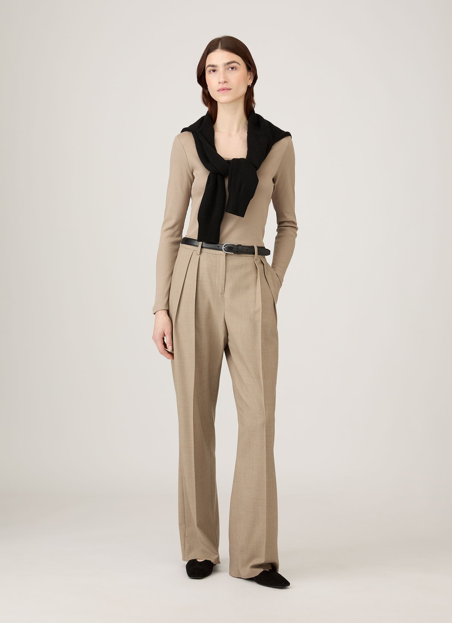 Women's Ribbed Scoop Neck T-shirt in Mink