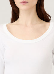 Women's Ribbed Scoop Neck T-shirt in White