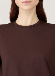 Women's Long Sleeve Boy Fit T-shirt in Truffle