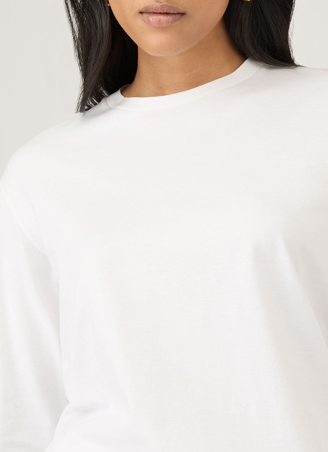 Women's Long Sleeve Boy Fit T Shirt in White