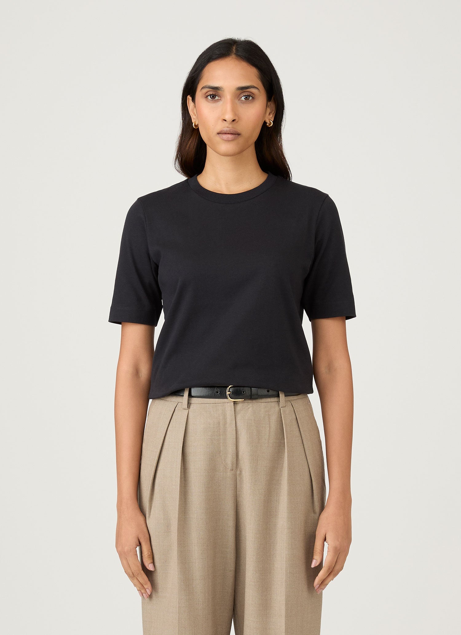 Women's Mid Sleeve T-shirt in Black