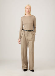 Women's Long Sleeve Ribbed T-shirt in Mink