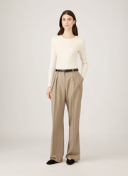 Women's Long Sleeve Ribbed T-shirt in Ecru