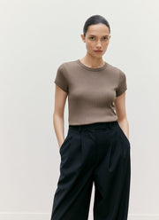 Women's Ribbed T-shirt in Dark Cedar
