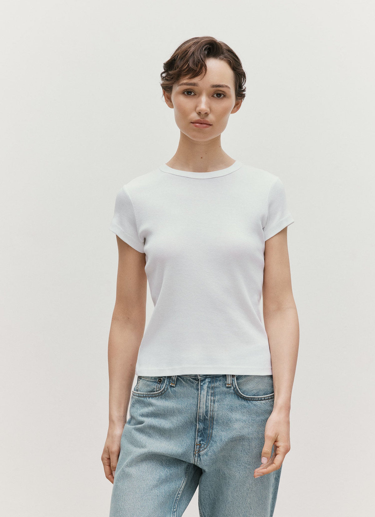 Women's Ribbed T-shirt in White