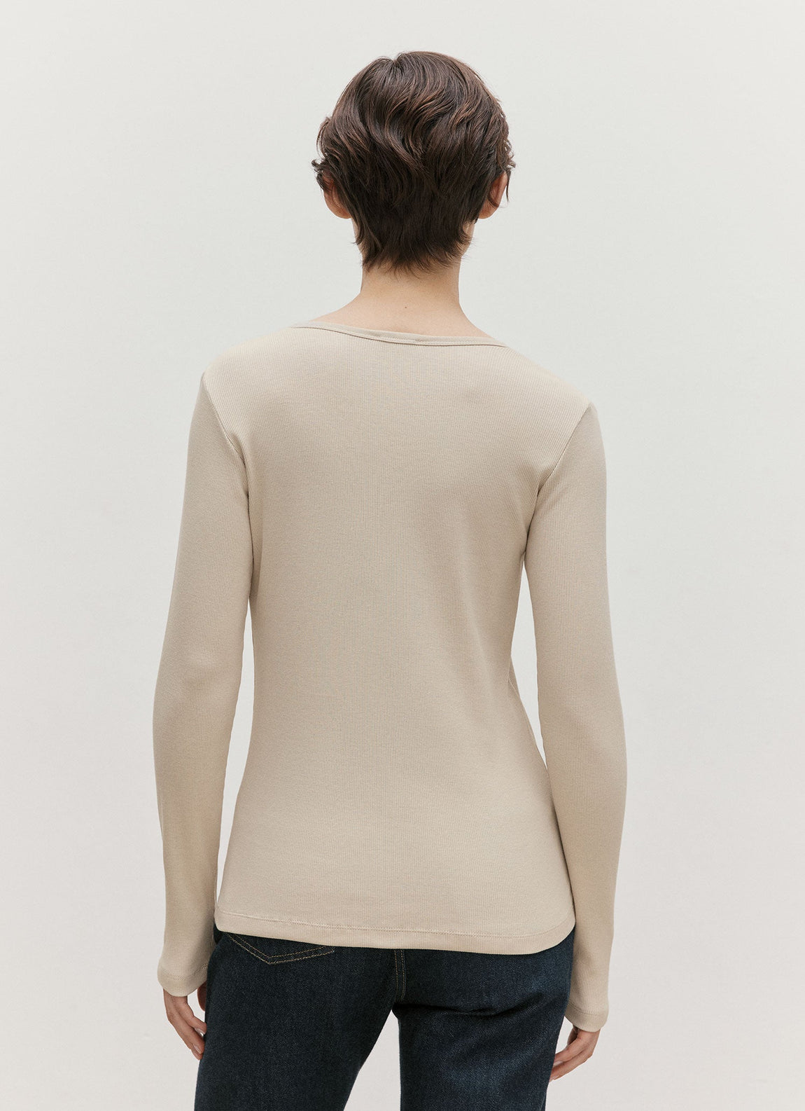 Women's Ribbed Henley in Hazelwood