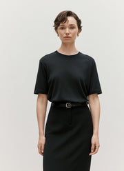 Women's Silk Cotton T-shirt in Black