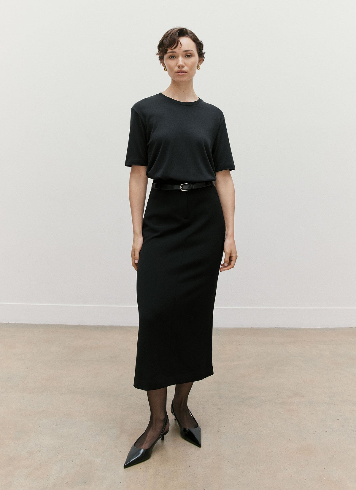 Women's Silk Cotton T-shirt in Black