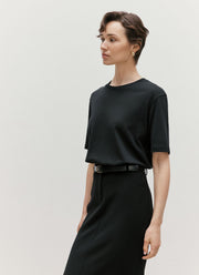 Women's Silk Cotton T-shirt in Black