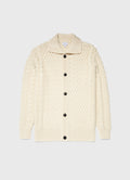 Men's Cable Knit Cardigan Jacket in Ecru