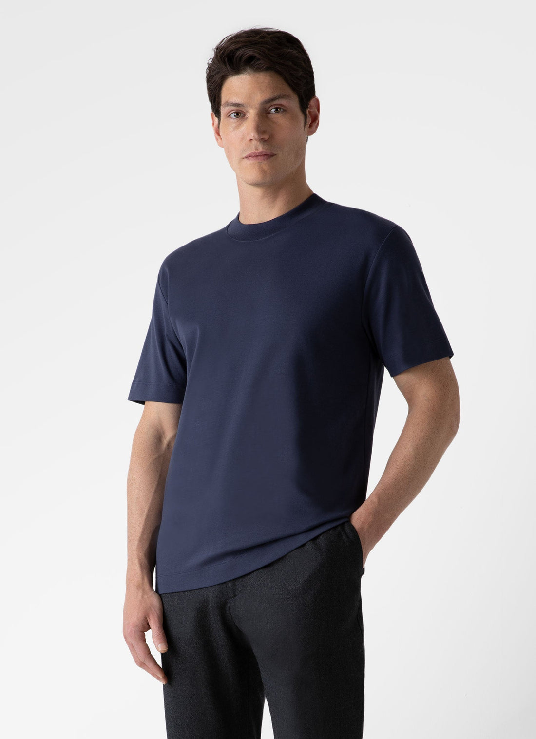 Men's Brushed Cotton T-shirt in Navy