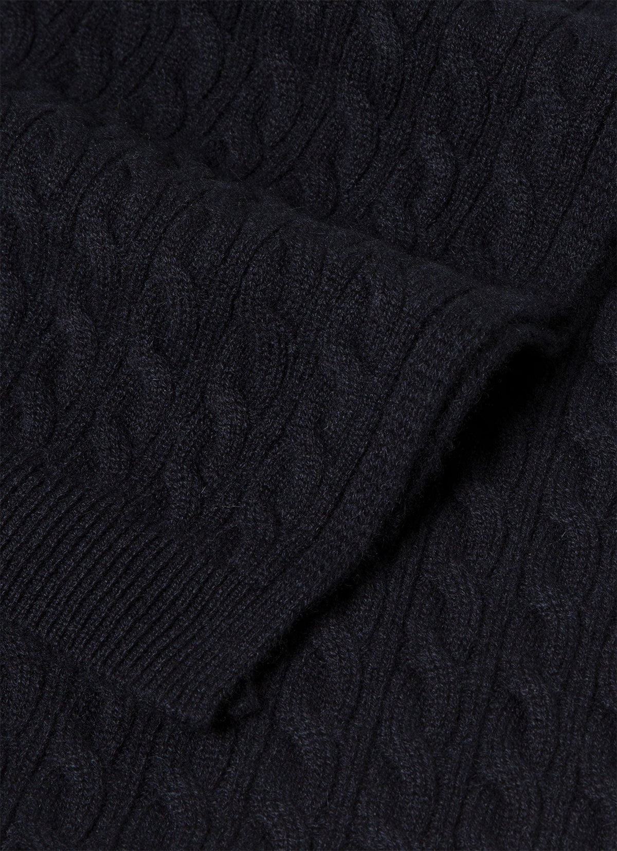 Men's Cashmere Cable Scarf in Navy