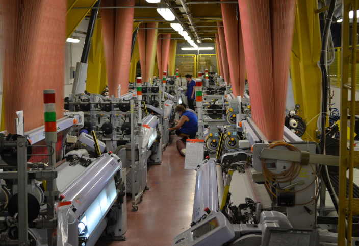 Weavers in Como making our flannel cotton, denim and chambray shirts