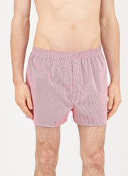 Men's Classic Boxer Shorts in White/Red Micro Gingham