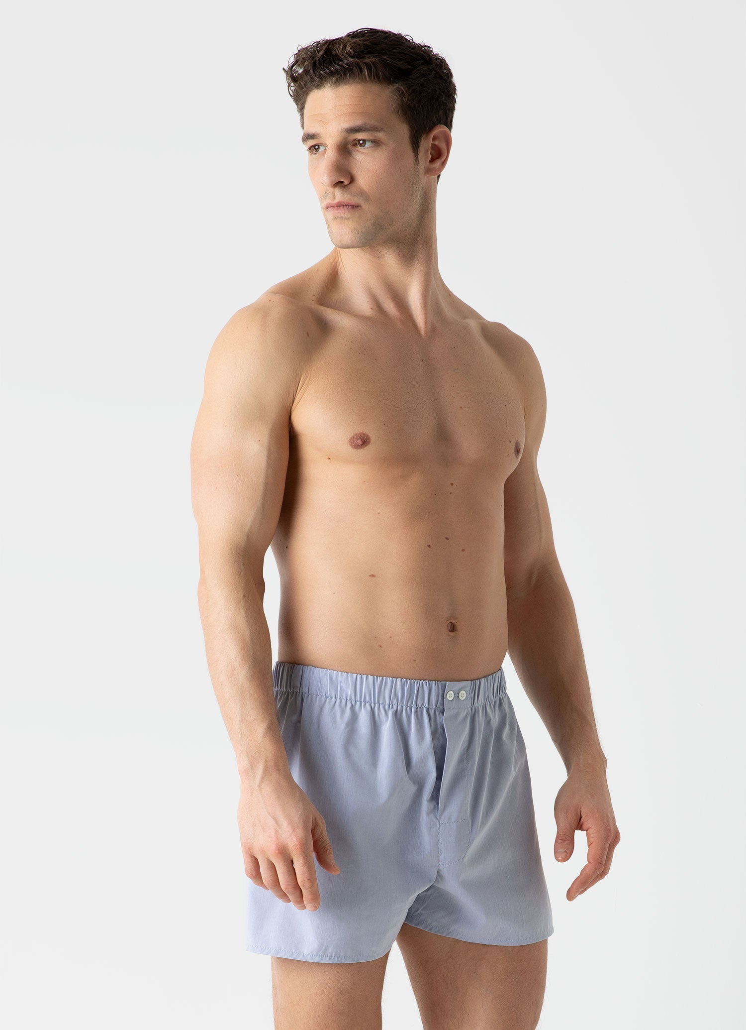 Men's Sea Island Cotton Boxer Short in Light Blue