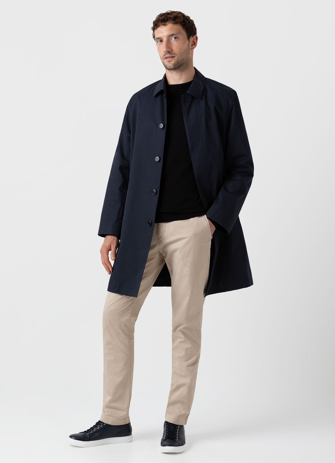 Men's Showerproof Cotton Mac in Navy