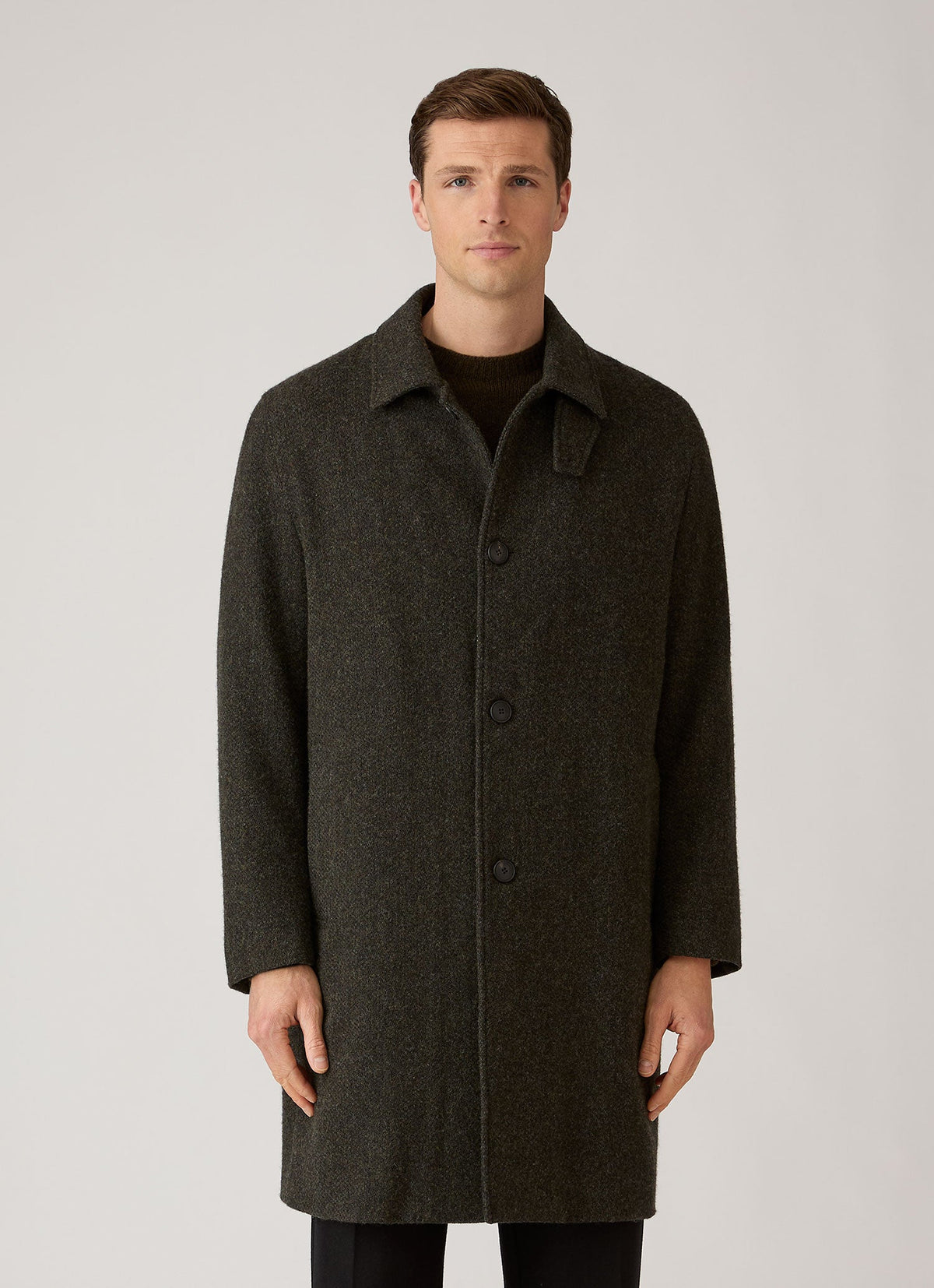 Men's Tweed Overcoat in Loden Green