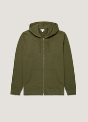Men's Loopback Zip Hoodie in Deep Olive