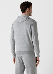 Men's Cashmere Zip Hoody in Grey Melange