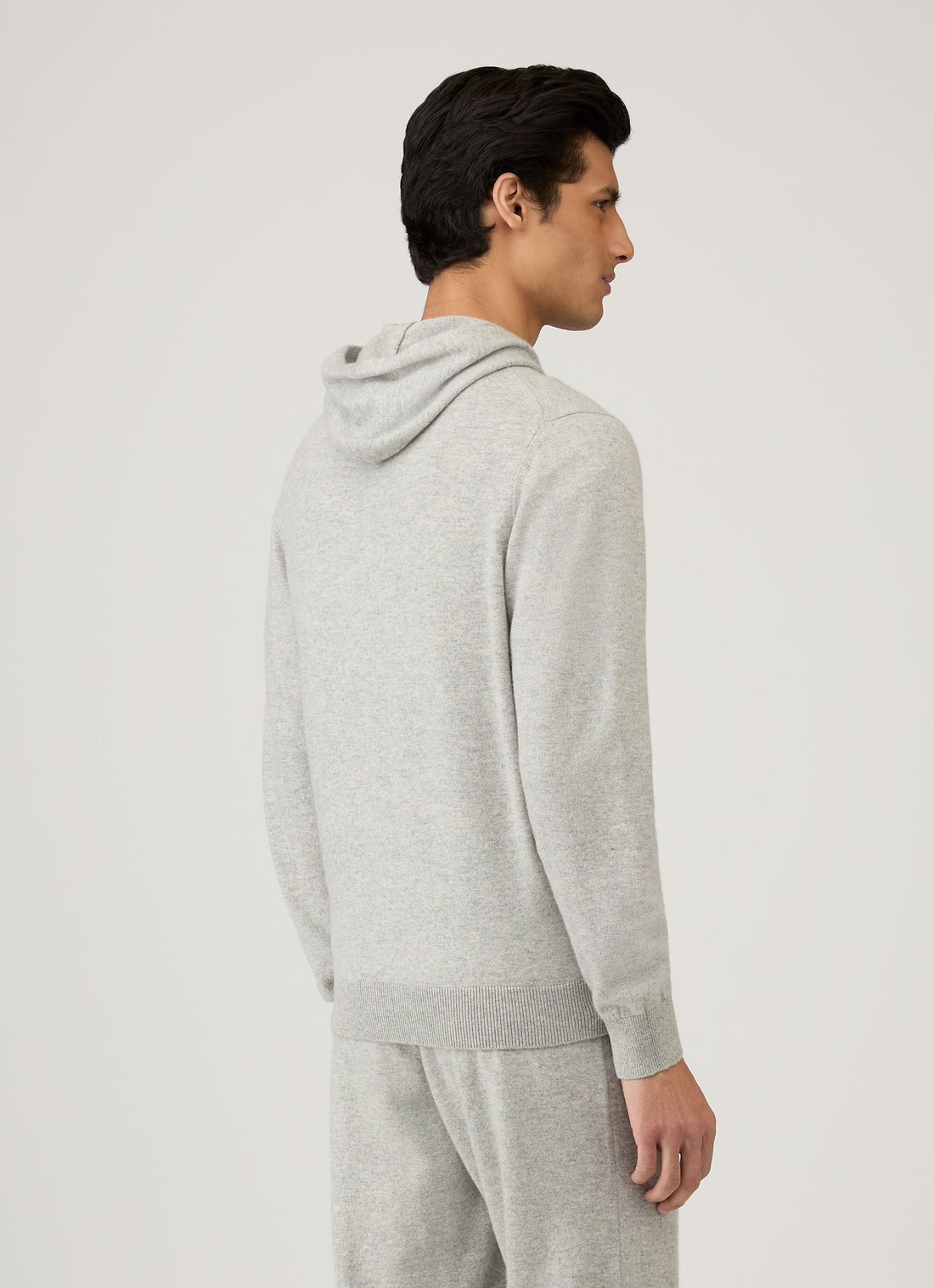 Men's Cashmere Zip Hoody in Grey Melange
