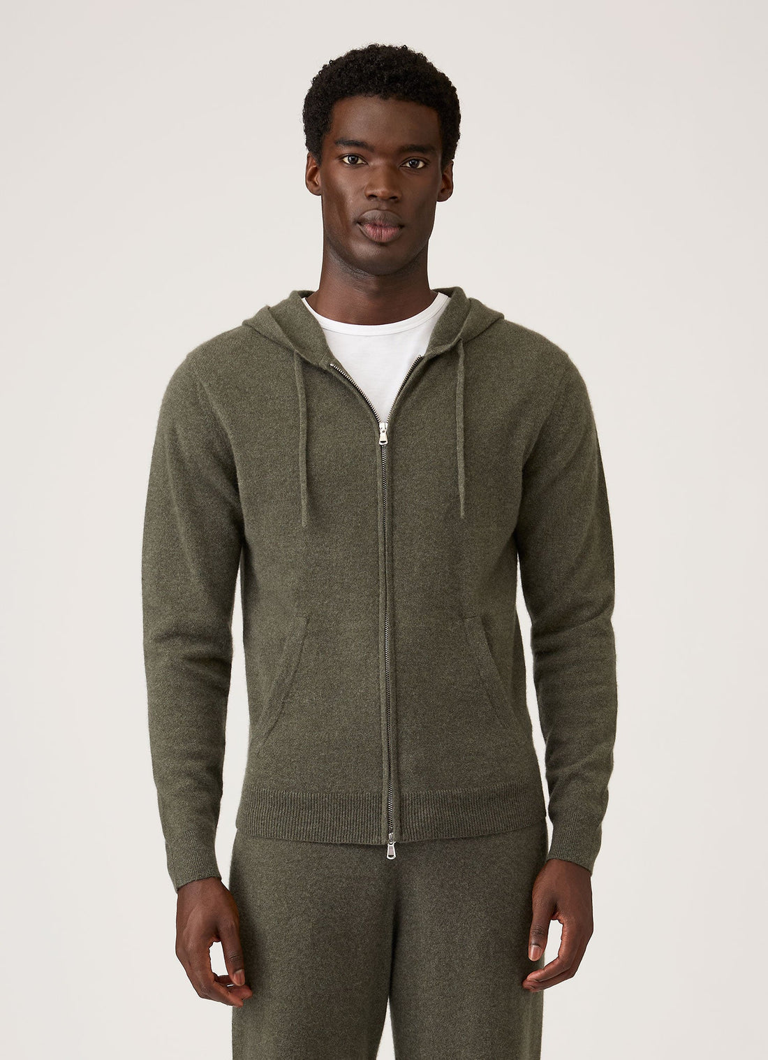 Sweat à capuche zippé en cachemire