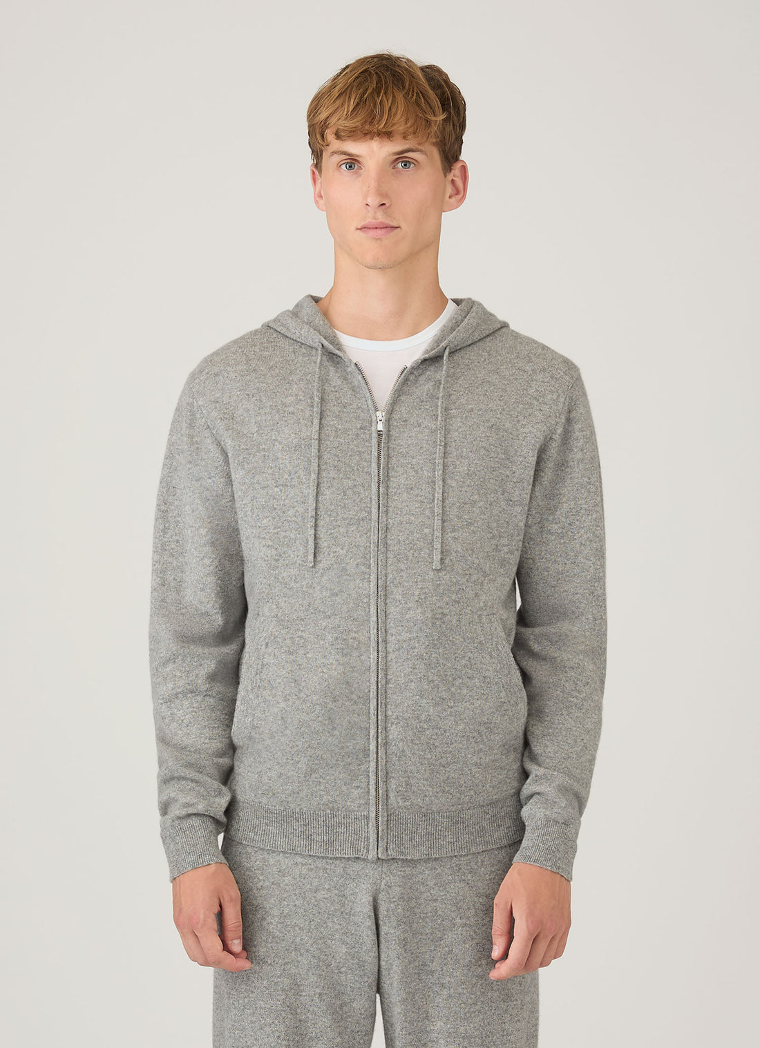 Men's Cashmere Hoodie in Grey Melange