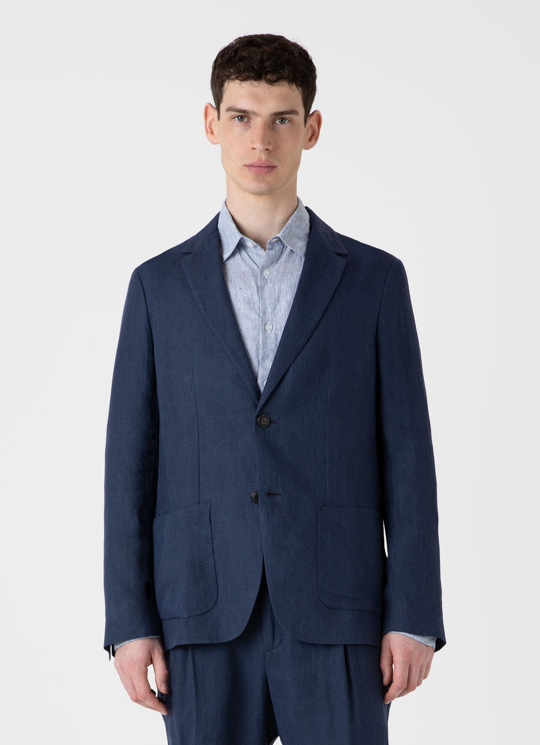 Men's Linen Blazer in Light Navy