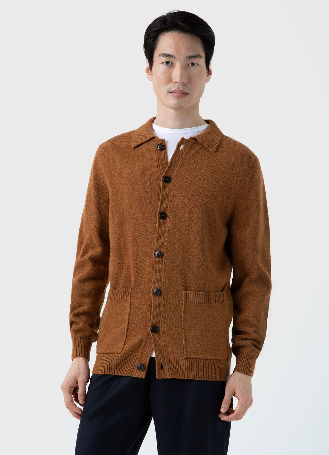 Men's Lambswool Jacket in Dark Camel