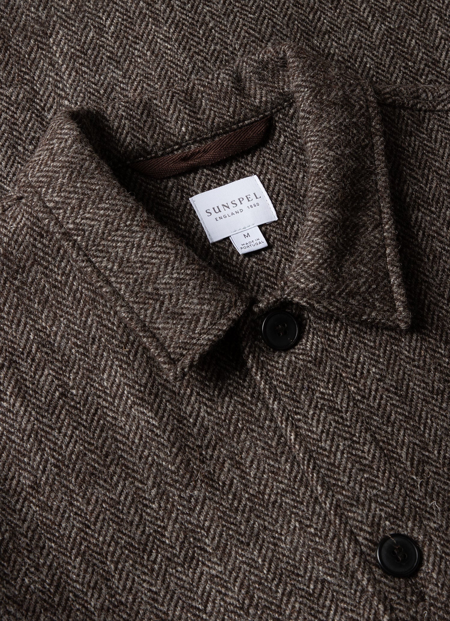 Men's British Wool Twin Pocket Jacket in Brown Herringbone
