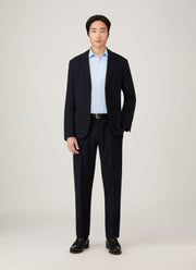 Men's Textured Wool Two-Piece Suit in Navy