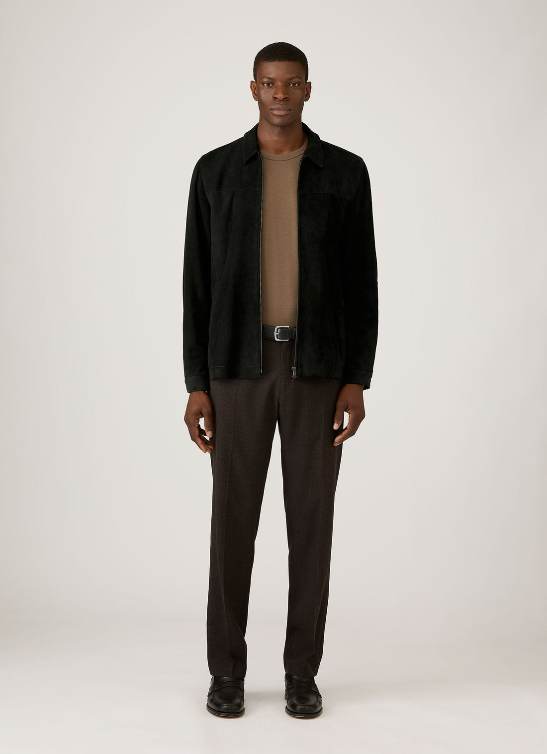 Men's Suede Harrington Jacket in Black