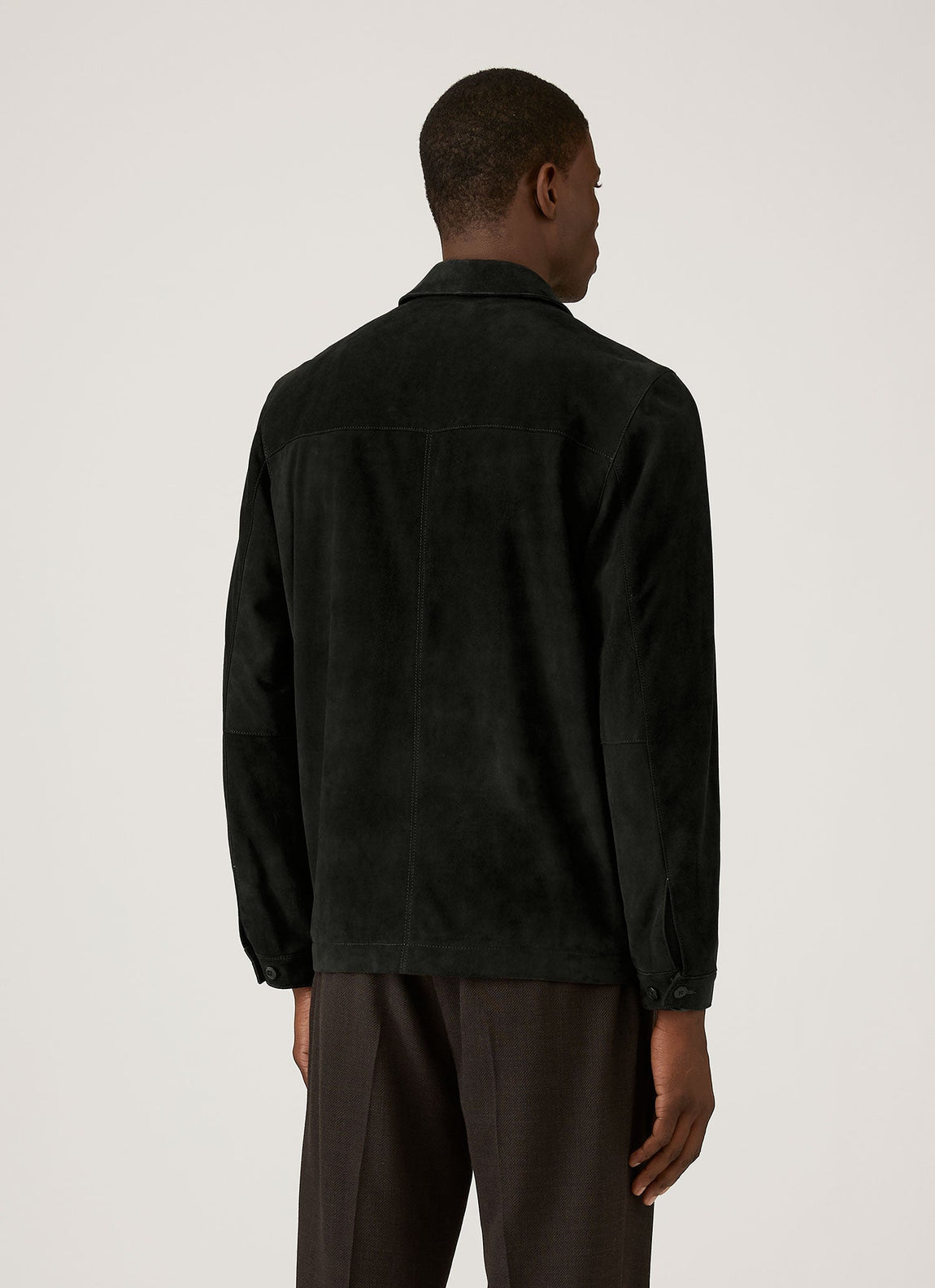 Men's Suede Harrington Jacket in Black