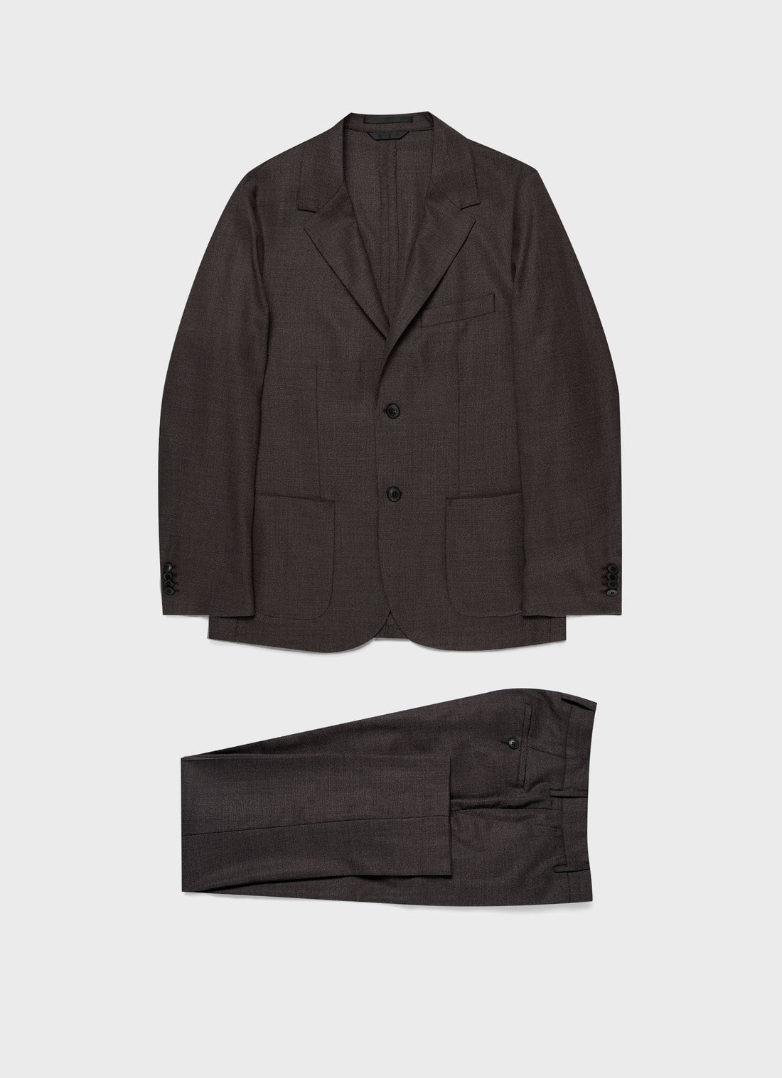 Men's Lightweight Travel Wool Two-Piece Suit in Light Coffee Melange