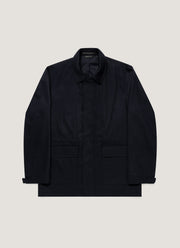 Men's Wool Cashmere Flannel Field Jacket in Navy