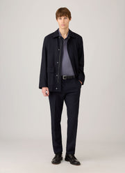 Men's Wool Cashmere Flannel Field Jacket in Navy