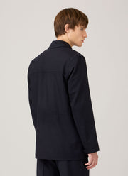 Men's Wool Cashmere Flannel Field Jacket in Navy