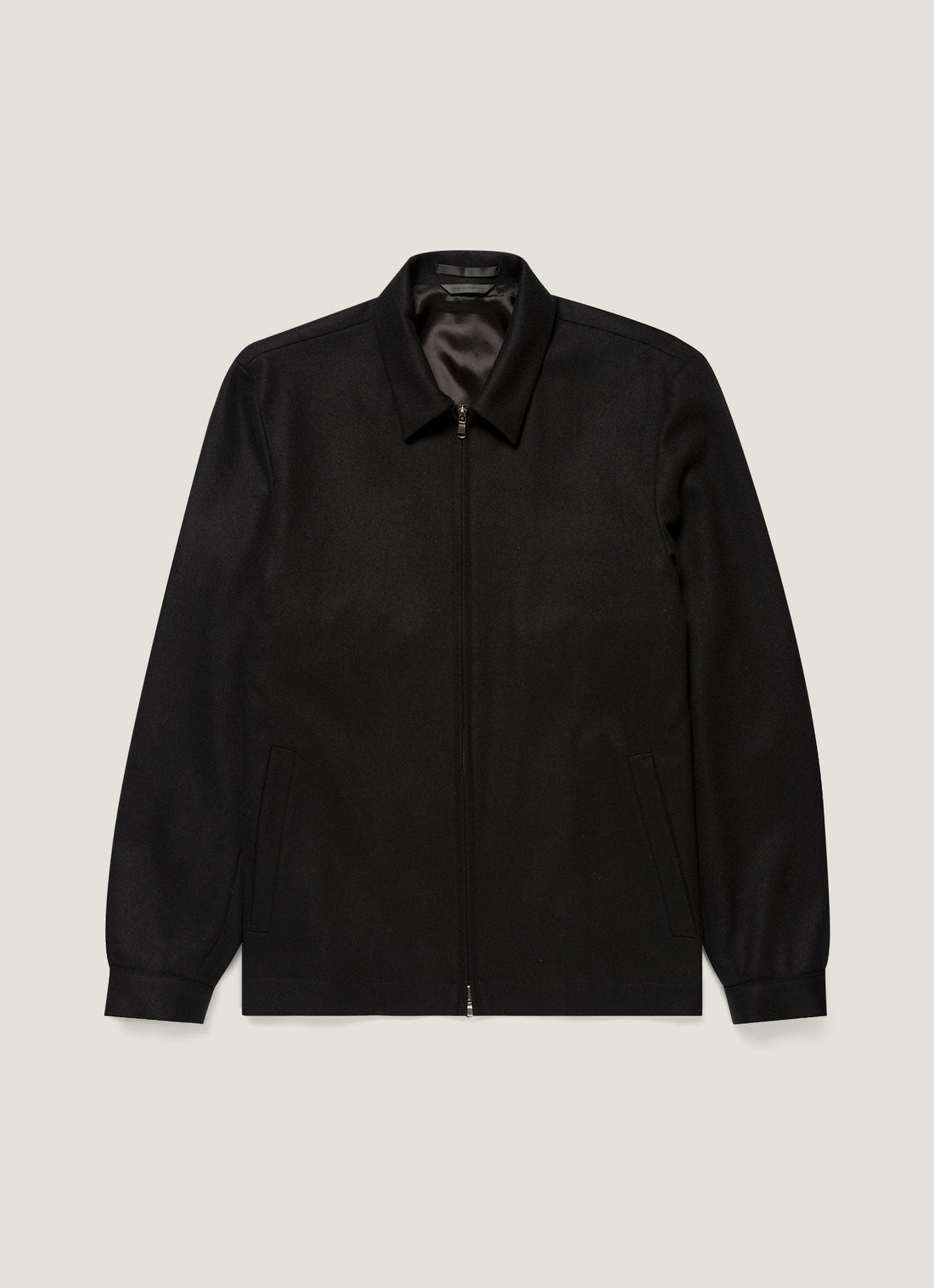 Men's Boiled Wool Harrington Jacket in Black