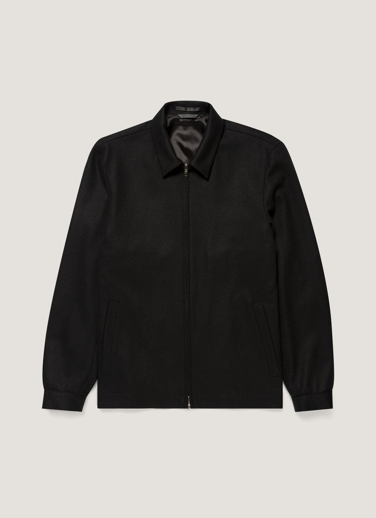 Men's Boiled Wool Harrington Jacket in Black