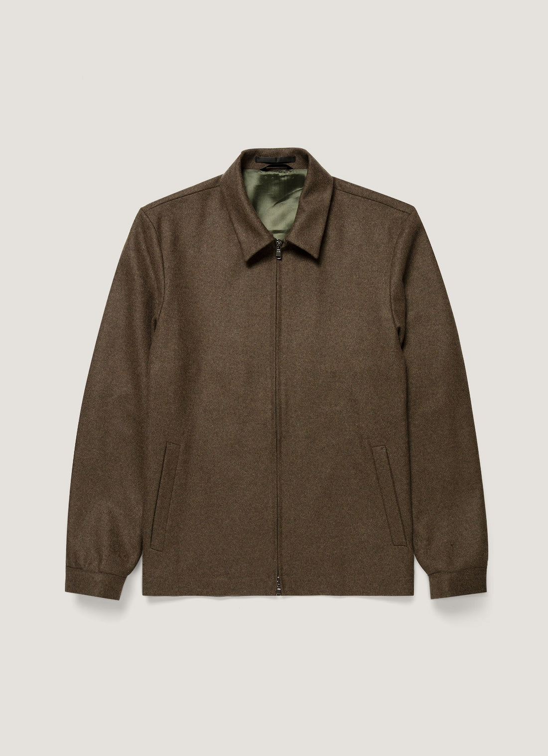 Men's Boiled Wool Harrington Jacket in Loden Green