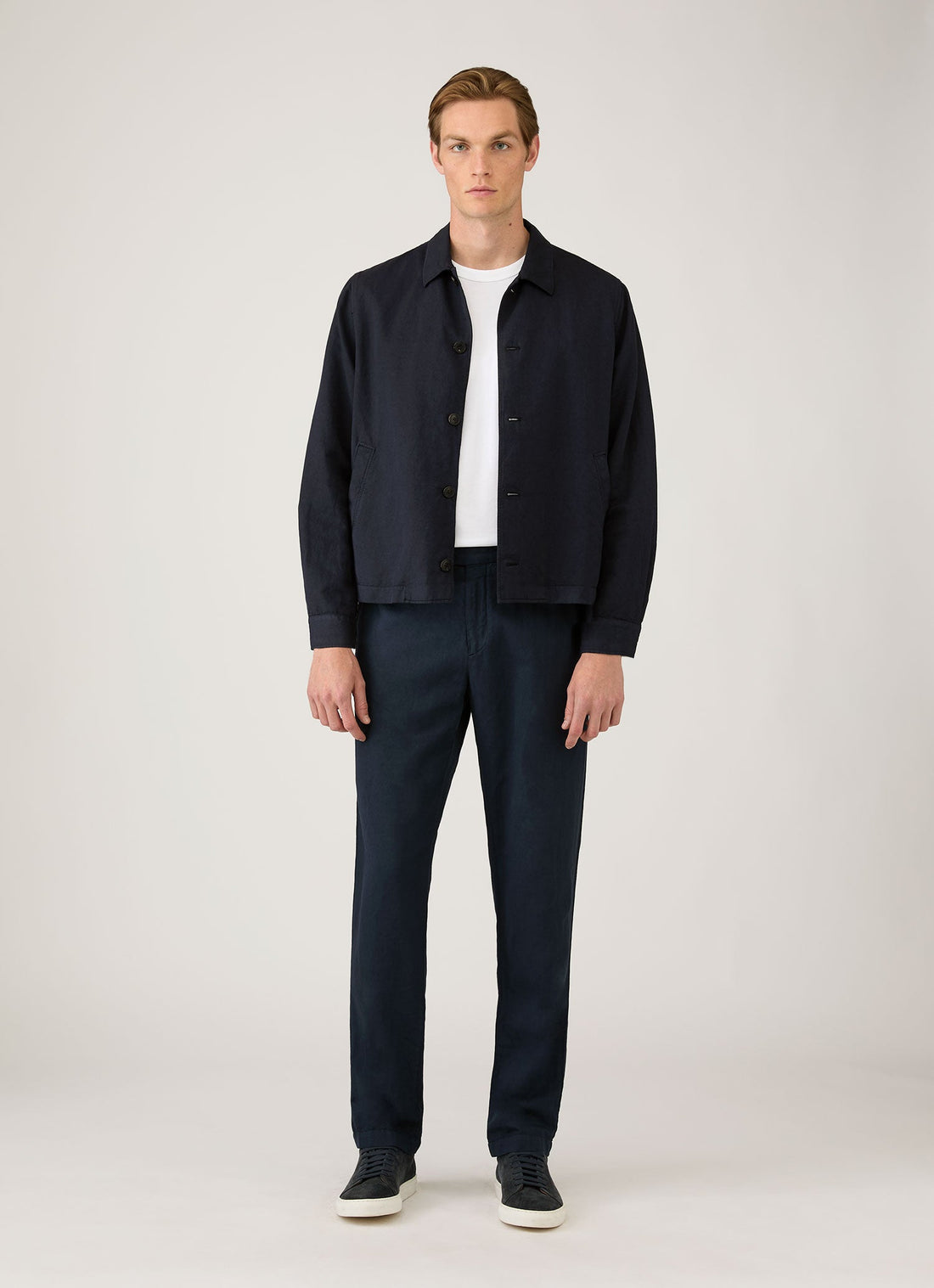Men's Cotton Linen Jacket in Navy