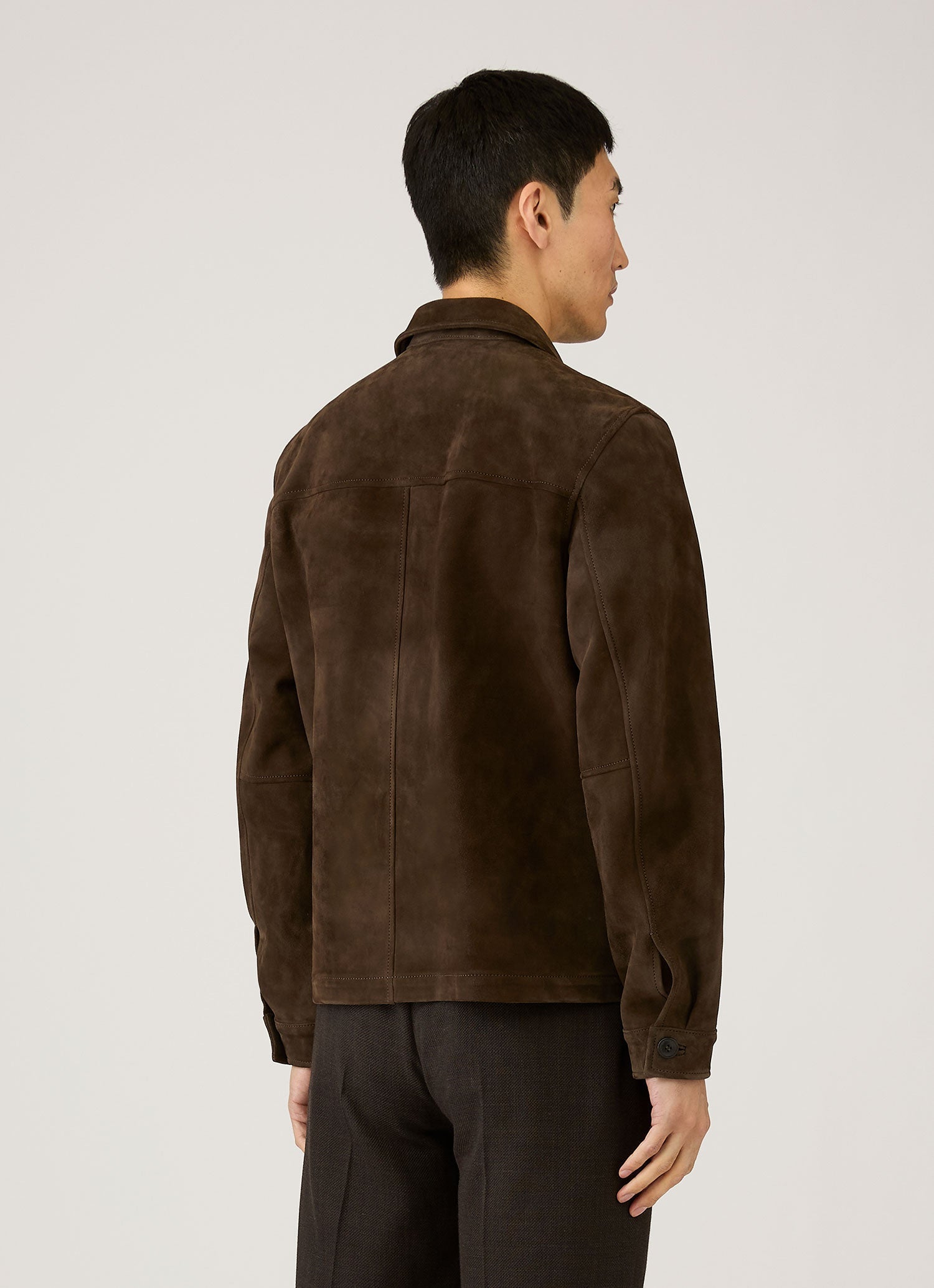 Men's Suede Jacket in Dark Brown